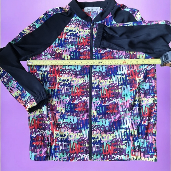 Fresh Fx Graffiti Print 'LOVE ICE CREAM' Lightweight Colourful Zip-Up Jacket - Picture 8 of 9